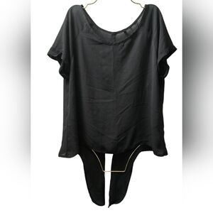 Black Open-Back Tie Blouse